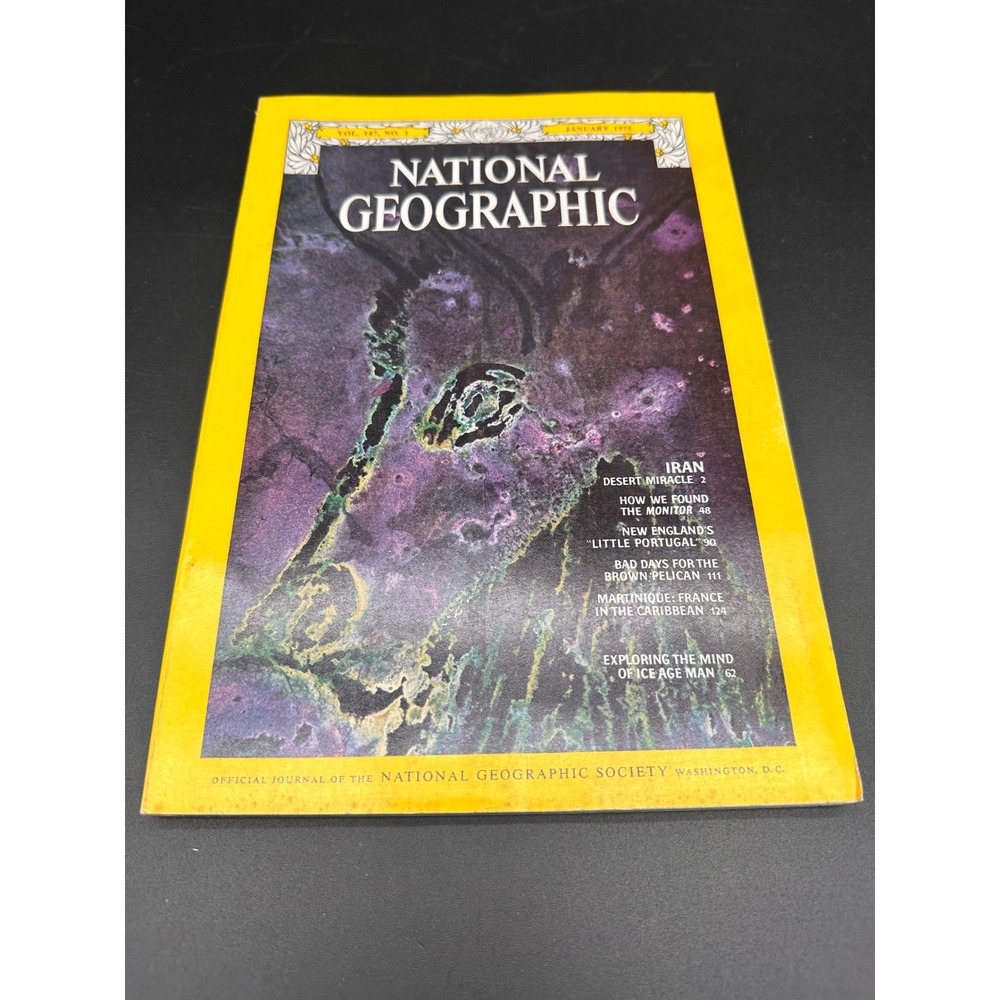 National Geographic January 1975 Magazine Iran Ice Age Man Brown Pelican Vintage